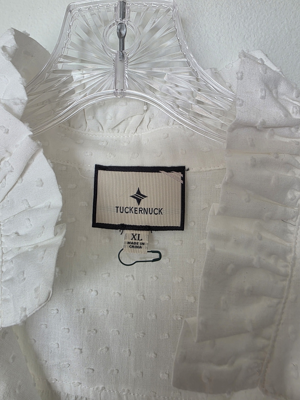 Tuckernuck White Swiss Dot Ruffle Blouse - Picture 7 of 11